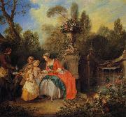 A Lady and Gentleman Taking Coffee with Children in a Garden Nicolas Lancret